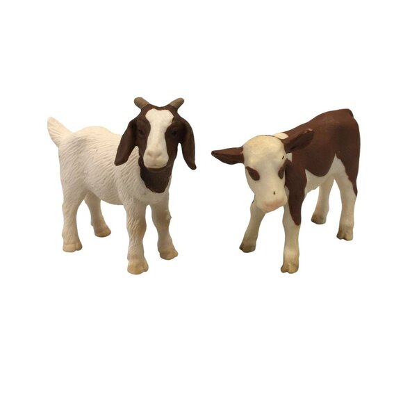 Schleich Goat No Date & Calf 2001 Plastic Animal Figures Set of 2 - Picture 1 of 7